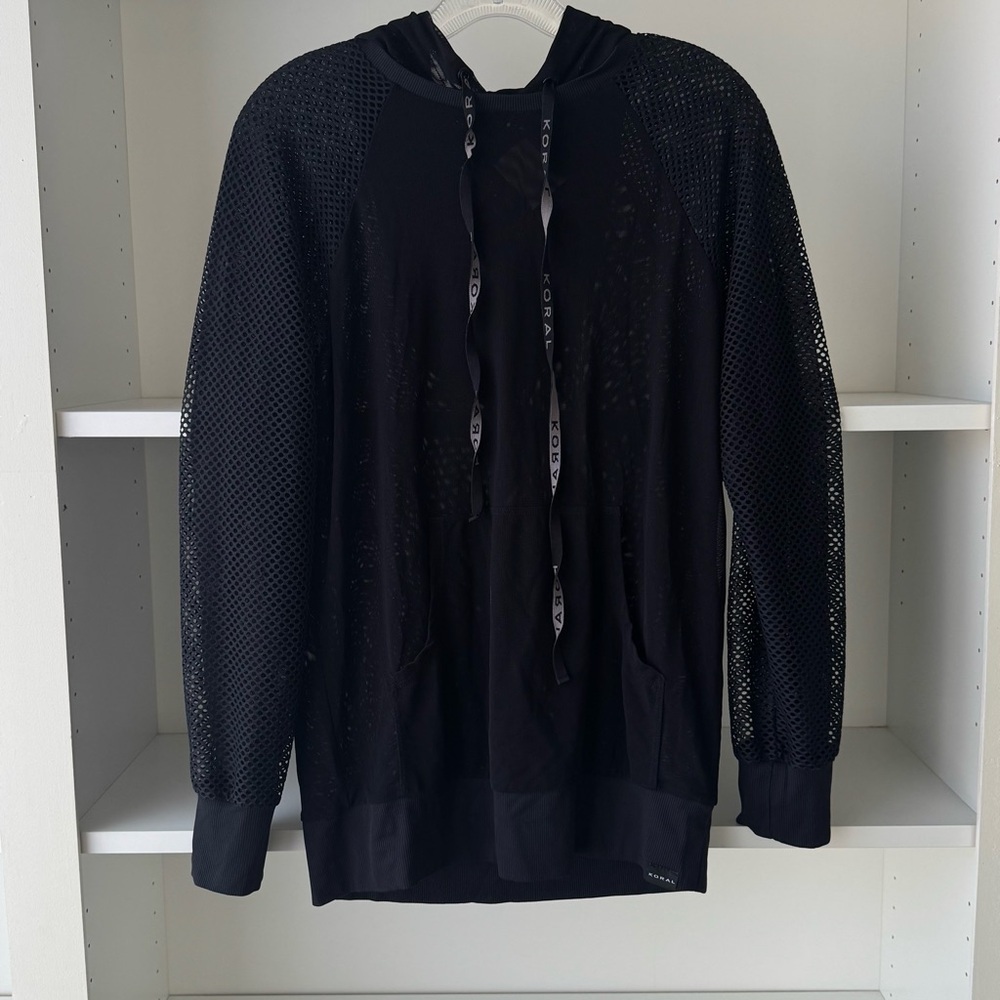 Koral Chi Black Mesh-Sleeve Pullover Hoodie - Picture 4 of 6
